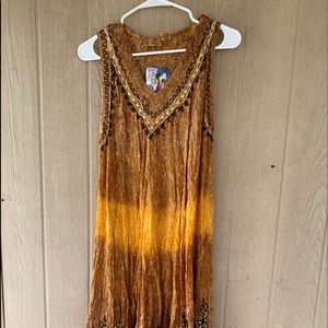 Vacation Tunic Dress Gold and Yellow Sz M/L NWT